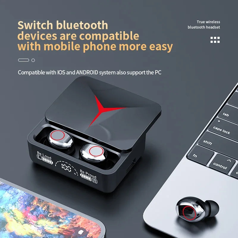M90 Pro Tws Earphones True Wireless Earbuds Noise Cancelling Led Display Gaming Headset Stereo Earbud